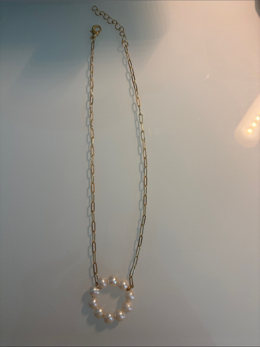 Gold Chain Necklace with Pearl Pendant